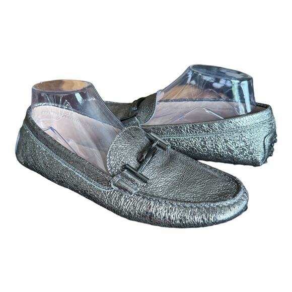 TOD'S Double T metallic cracked-leather loafers with dust bag size 9 (39) - Picture 13 of 13